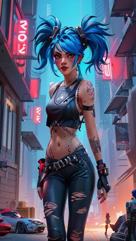 a close up of a cartoon girl with blue hair and piercings, cyberpunk artstyle, lois van baarle e rossdraws, cyberpunk girl, cybe...