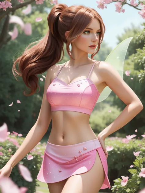 (best_quality, add_detail, masterpiece), woman, flora_winx, flora_winx style, flora_winx clothing, fairy wings,  pink  crop top,...