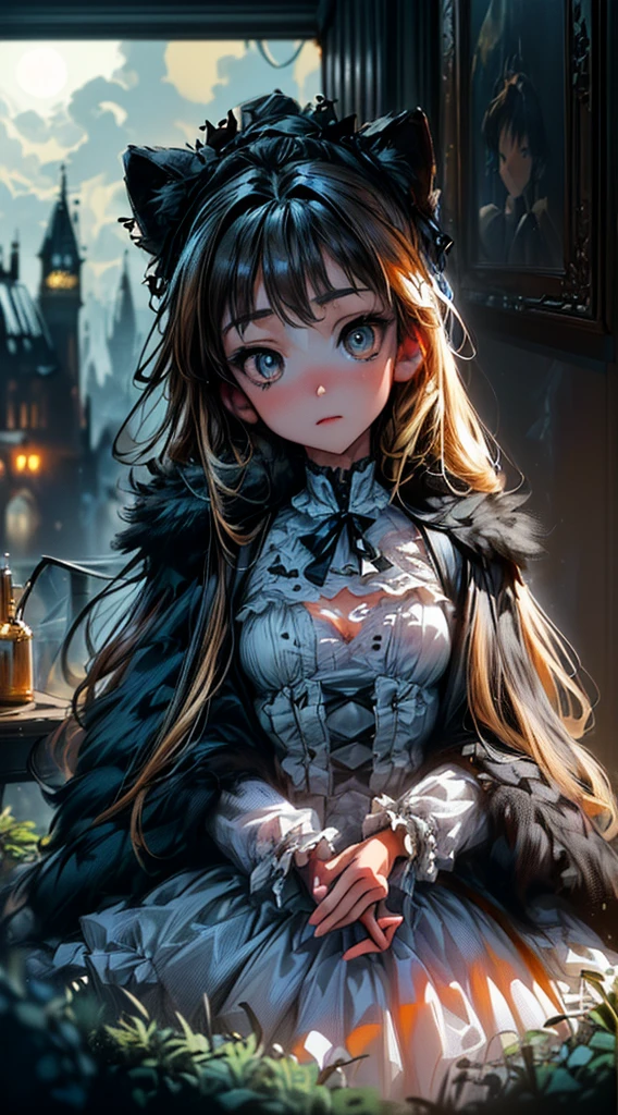 (a straight straight anime couple: 1.5, dark style, dark night, large eyes, Small pieces, fluffy black fur:1.5), (dark gothic, Victorian Gothic Steampunk Style:1.47), Dark, ambiente oscuro con decoraciones de calaveras 32K, Fairy tale: 1.4, camera cut: 1.4, ((dream atmosphere, soft light and magic:1.3)), ((imaginative scene)),((perfect, meticulously detailed.:1.3)), ((full shot: 1.4)), ((Best Quality)) , ((masterpiece)), 3D, (hyper detailed: 1.3), ((epic landscape: 1.3)), ((night background: 1.3 ))), (((the night:1.2))), (photorealistic: 1,4), ((Frontal camera)),( (Low light night cinema lighting: 1,2)). 32K.