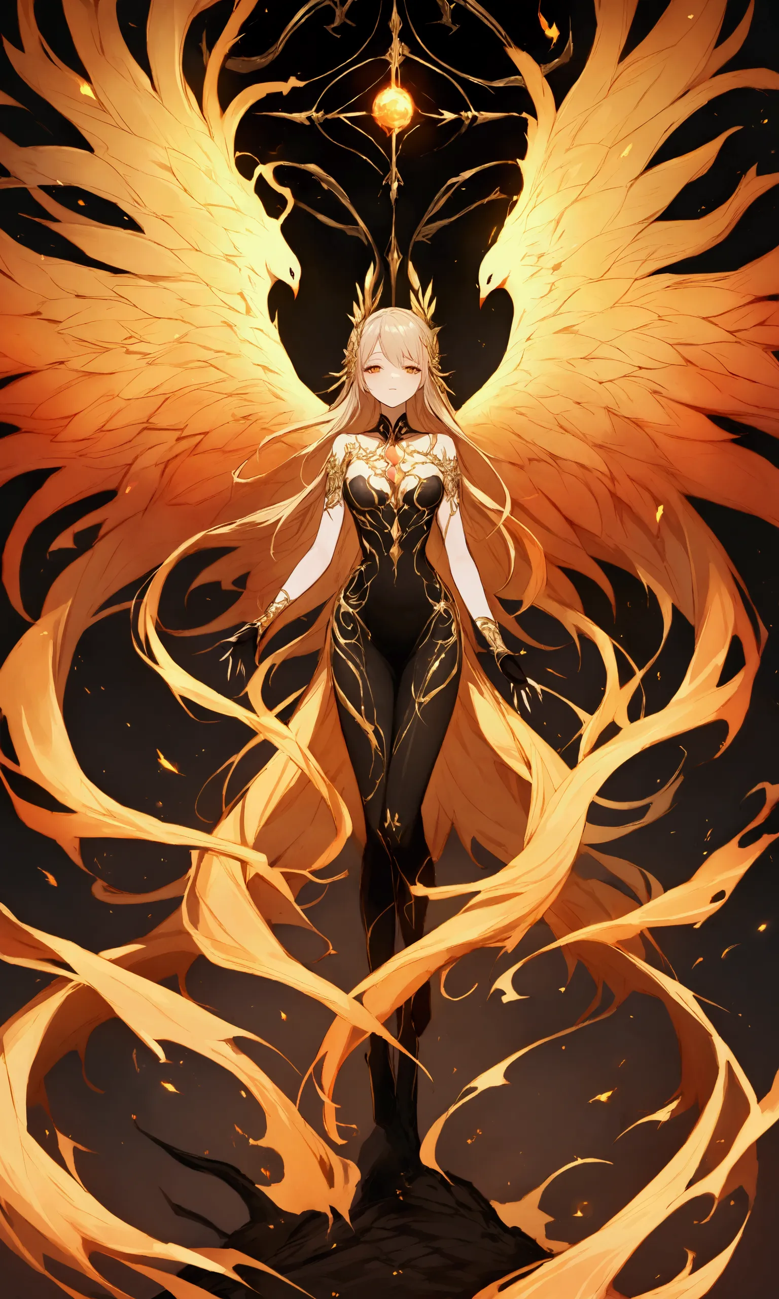 the mythology bird phoenix also known as the fenghuang is a divine figure bird with a body made of beautiful flames, the whole a...