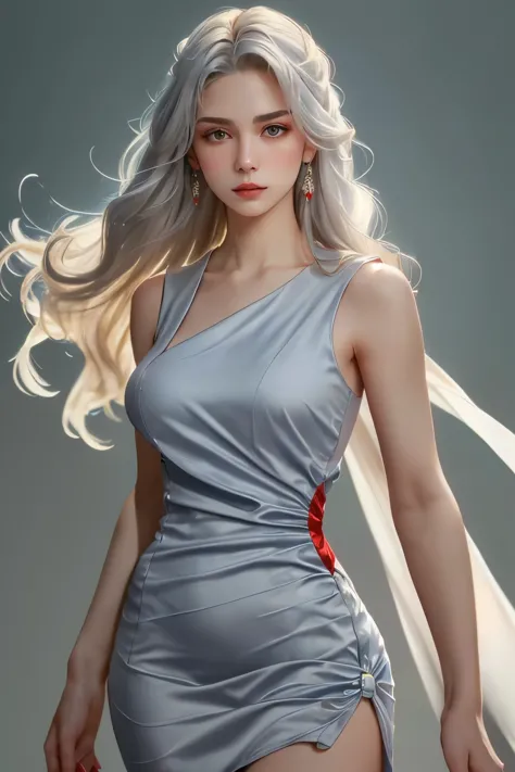 (oil, masterpiece, highest quality, super detailed, focus on the characters), young woman, pale skin, ((a long gray hair)). ((a ...