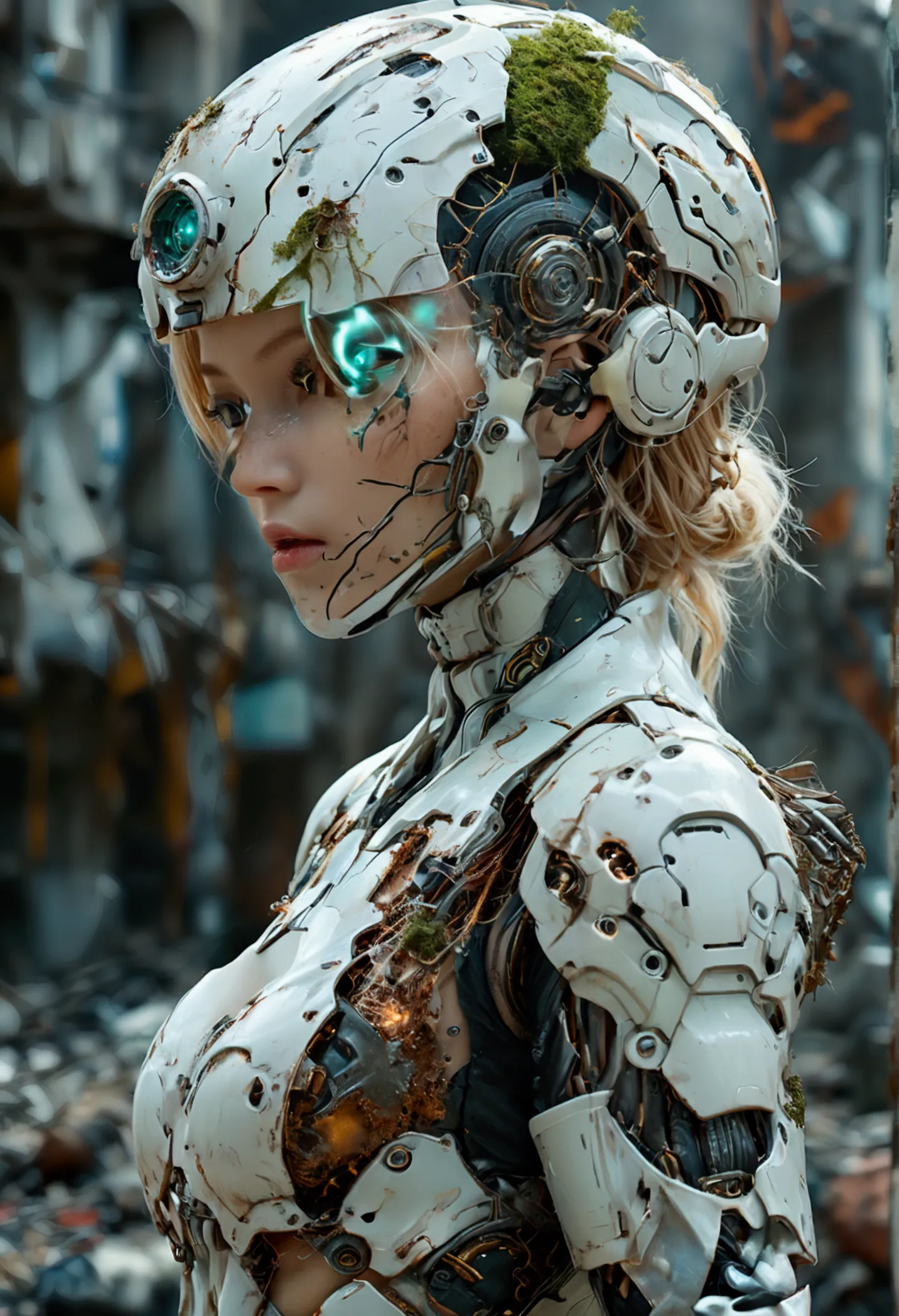 ((masterpiece, highest quality, highest image quality, high resolution, photorealistic, raw photo, 8k)), abandoned robot soldier...