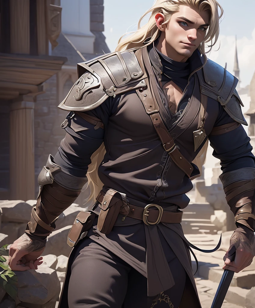 (((Solo focus.))) (((Single character image.))) (((Looks like a great fantasy adventurer.))) ((best quality)), ((masterpiece)), (detailed),night,nighttime, cold colours, , (((Extremely handsome and well built.)))  (((Showing off his sexy muscles.))) (((Dressed in medieval fantasy attire.))) Cute guy.   (((Looks like a sexy femboi twink.))) (((Youthful, muscular and sexy.))) (((Dressed in medieval fantasy attire.))) (((Intense, sexy stare.))) (((Beautiful long sexy blond hair.)))  (Sexy tattoos.) Looks like a dashing and heroic male adventurer for Dungeons & Dragons. Looks like a very attractive male adventurer for a high fantasy setting. Looks handsome, sexy and appealing. Looks like a handsome and rugged male adventurer for Dungeons & Dragons. Looks like a handsome male for a medieval fantasy setting. Looks like a Dungeons & Dragons adventurer, very cool and masculine hair style, black clothing, handsome, charming smile, adventurer, athletic build, excellent physique, confident, gorgeous face, gorgeous body,  detailed and intricate, fantasy setting,fantasy art, dungeons & dragons, fantasy adventurer, fantasy NPC, attractive male in his mid 20's, ultra detailed, epic masterpiece, ultra detailed, intricate details, digital art, unreal engine, 8k, ultra HD, centered image award winning, fantasy art concept, digital art, centered image, flirty, best quality:1.0,hyperealistic:1.0,photorealistic:1.0,madly detailed CG unity 8k wallpaper:1.0,masterpiece:1.3,madly detailed photo:1.2, hyper-realistic lifelike texture:1.4, picture-perfect:1.0,8k, HQ,best quality:1.0,