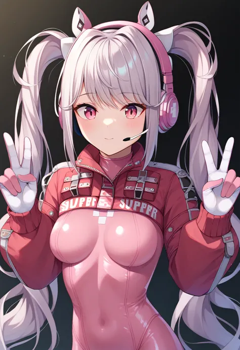 score_9, score_8_up, score_7_up, score_6_up, break alicedef, twintails, very long hair, grey hair, fake animal ears, headset, pi...