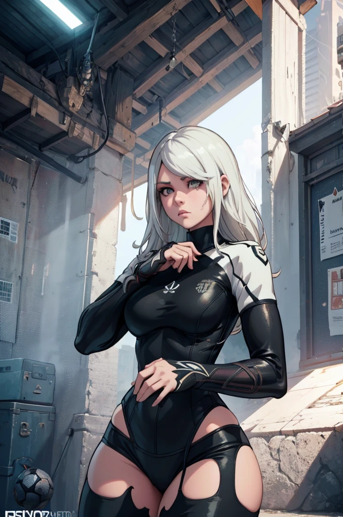 1girl, yorha 2B, wearing goalkeeper uniform, holding soccer ball, dynamic pose, hyperrealistic, octane render, cinematic lighting, dramatic shadows, intricate details, highly detailed, photorealistic, 8K, best quality, masterpiece.