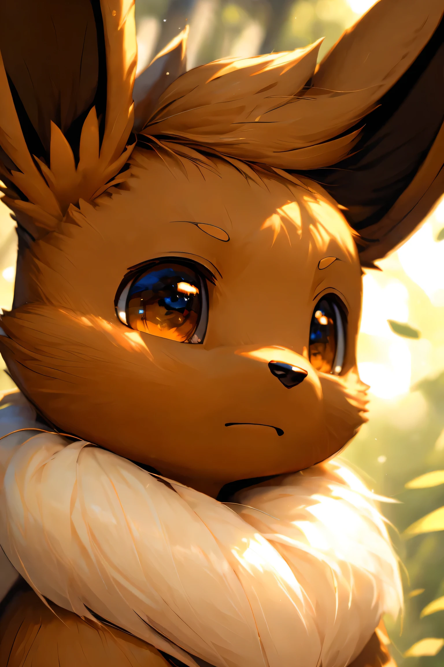 (masterpiece), (Very detailed), (Best quality), furry, solo, eevee, (face close up:1.1), 8K, (High quality), (ultra high resolution), (Super detailed)