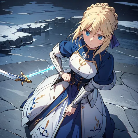 (masterpiece:1.2), (最high quality:1.2), perfect eyes, perfect face, perfect lighting,one person，things to know, artoria pendrago...