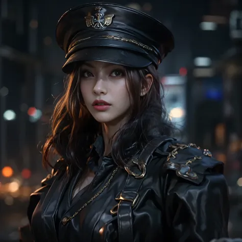 ((best quality)), ((masterpiece)), (details:1.4), 3d, image of a beautiful cyberpunk woman., hdr (high dynamic range), mature wo...