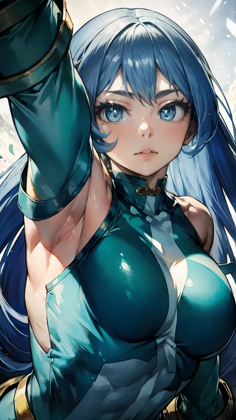 nejirehadu, nejire wave, blue eyes, blue hair, long hair,
壊す blue body, body, drill hair, gloves, green body, multicolored body,...