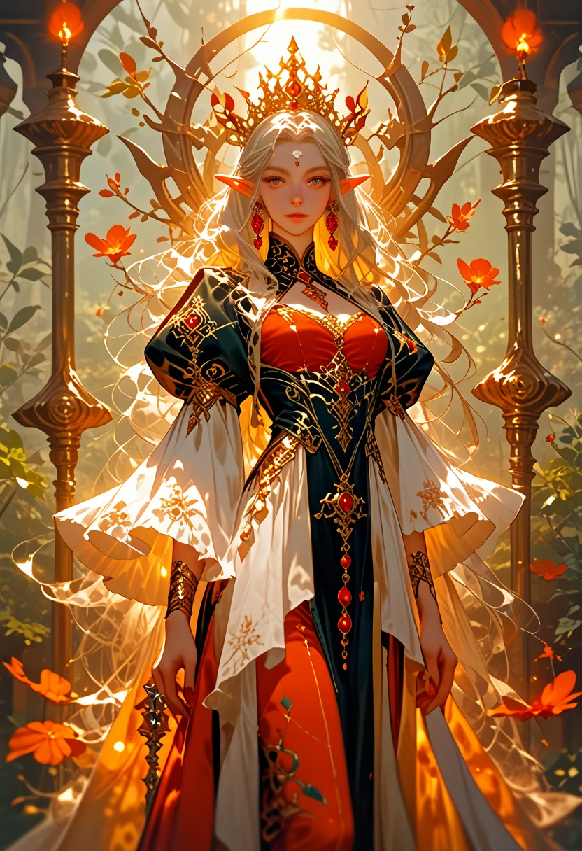 Symmetrical concept art of the Danahamma Tarot card in (very provocative)+ Elf Queen Outfit, Theme «Madness Lovecraft», Lee Bersten, Tarot512, 8 K, high detail, difficult