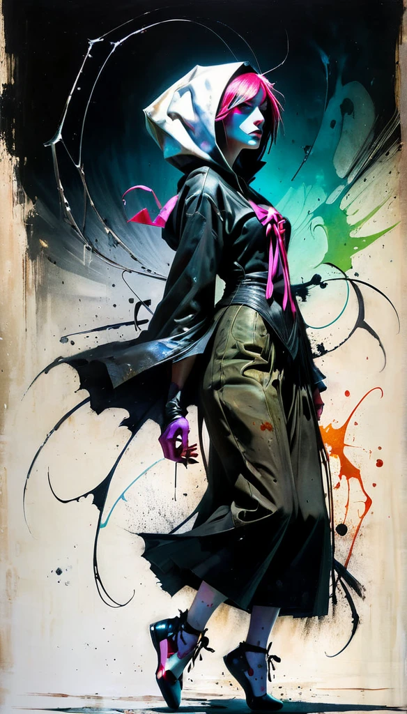 by Tsutomu Nihei,(violent but extremely beautiful:1.4),(masterpiece, best quality:1.4),in the style of nicola samori,dancing,Spider Gwen,posing with attitude, Ukiyo-e Art,ColorART,colorful ,in the style of esao andrews,esao andrews style,esao andrews art,esao andrews