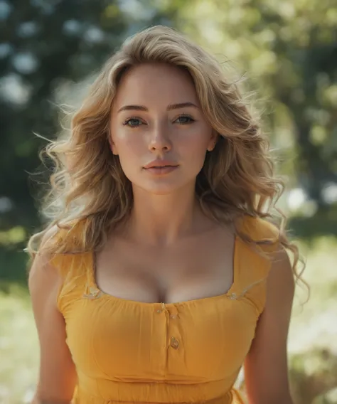 portrait of a young adult woman, beautiful girl, blonde hairs, big boobs, ultra realistic, photorealistic