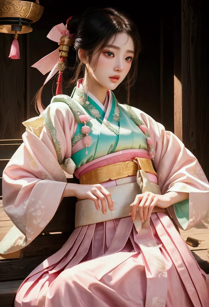 beautiful girl in traditional hanbok, (empress of joseon dynasty_gorgeous, elegance, aura, intricate and delicate detailed descr...