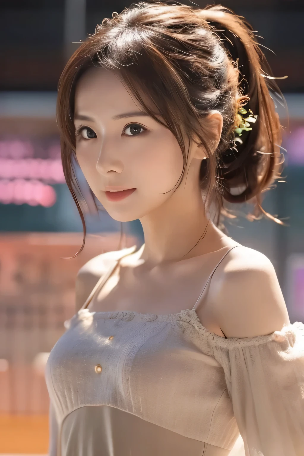 (A beautiful girl who lifts up souls:1.5), (Baby Face:1.3), (Child&#39;s body shape:1.5), (Highest quality:1.4), (Highly detailed and realistic skin:1.4), (Very detailedな顔), (look up:1.4), Very detailed, (Flat Chest:1.3), (Skinny body type:1.3), (White camisole dress:1.4), smile, (Face close-up:1.3), (Countless shining balls々It floats in the air at a size.:1.8), Behind him, Countless shining balls々Dance at a large scale., (Black background:1.8), (Side Angle:1.8), Smooth, Very detailed CG synthesis 8k wallpaper, High-resolution RAW color photos, Professional photography, Light, BackLight, dream-like, impressive, Written boundary depth
