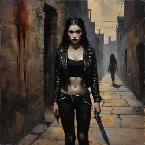 masterpiece,best quality,illustration, style of mike worrall and frank frazetta, high res, ((paiting)), (front view, standing up...