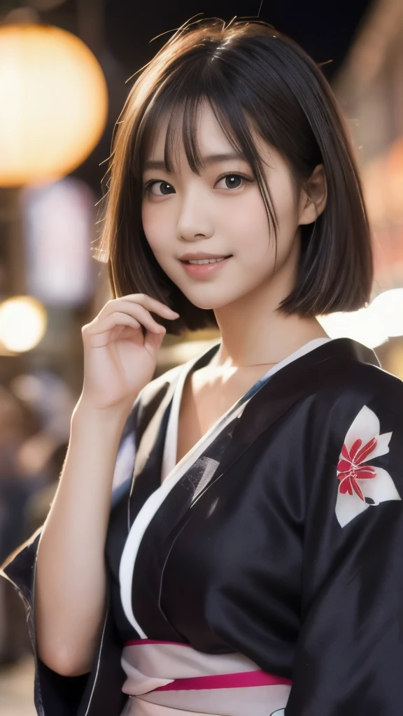 8k,Highest quality,(masterpiece:1.2),(Realistic),(Realistic:1.37),Ultra-high resolution,1 female college student,city,smile,Beautiful Eyes,Summer festival,(((yukata))),Perfect body,Perfect Fingers,Professional Lighting,gravure,Detailed face and skin texture,fine grain,RAW Photos