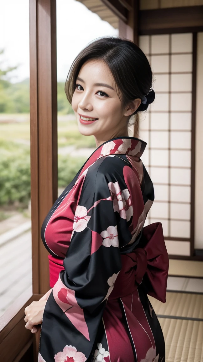 Mature attractive sexy woman,50 years old, ((kimono)),((green))、(((kimono))),Shut,((Big Breasts:1.1)),(Facial wrinkles:1.3),light makeup,Light brown hair,Long Hair,(Full body photo:0.85),(Emphasize big buttocks),8k, RAW Photos, Highest quality, Laughter,masterpiece,Highest quality、A kind smile、Captivating Gaze、Random Hairstyles、Japanese-style room、Shoji Screen、lanthanum、