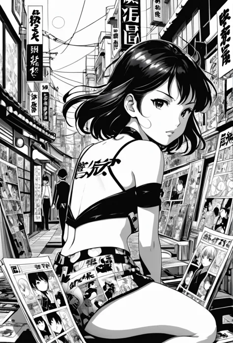 black and white、 comics on chrome、japanese manga、