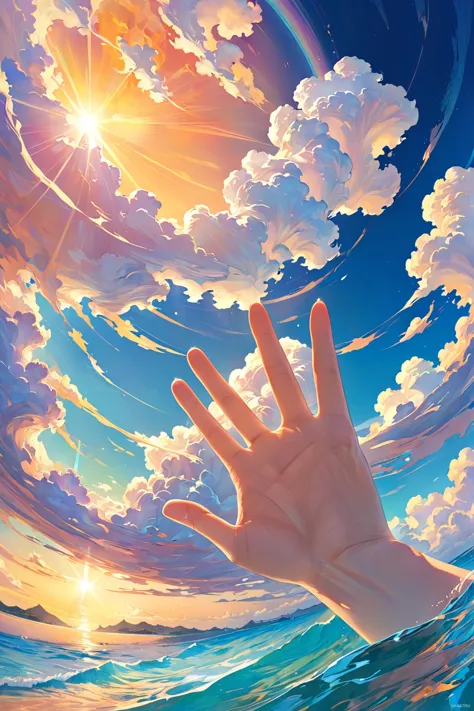 the left hand is palm facing the sky with five fingers open.