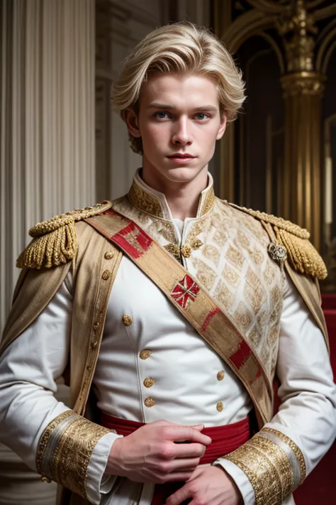 portrait of handsome blond boy, english lord, english lord clothes, blond hair, very handsome, royal court, royalty, baroque, el...