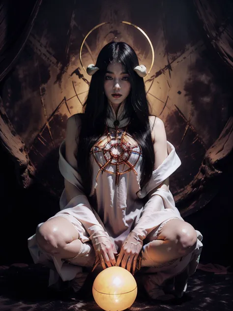 albedo,create a highly detailed and atmospheric digital painting of a cosmic dark entity meditating in a lotus position on the s...