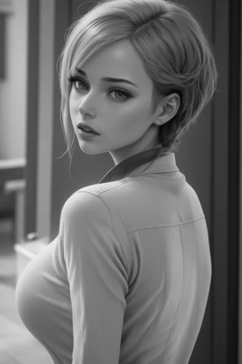 (best quality,4k,8k,highres,masterpiece:1.2),ultra-detailed,(realistic,photorealistic,photo-realistic:1.37),1 woman with large b...