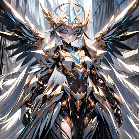 beautiful cyborg angel girl, as a mystical valkyrie, angel knight girl, valkyrie style character, mystical valkyrie, mechanized ...