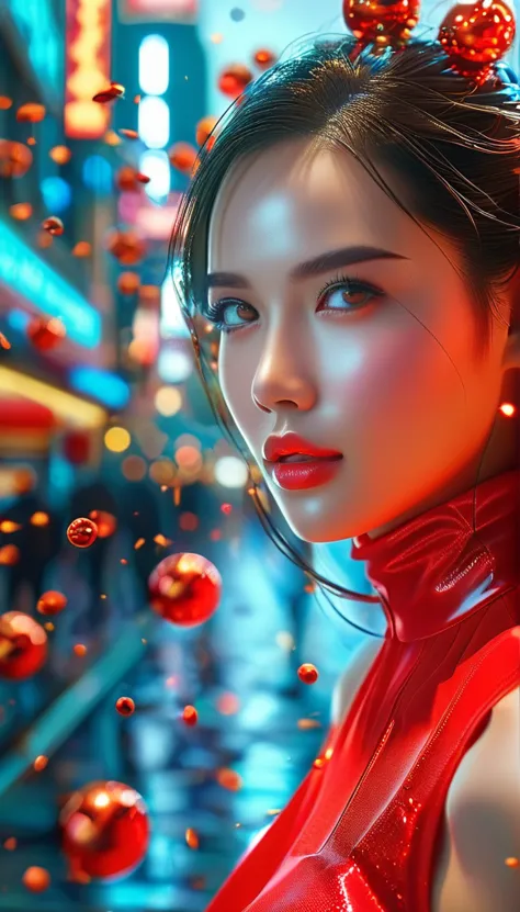 hyper realistic dynamic vision, sharp clean image and uhd 16k} joy dosch , olhando para cima