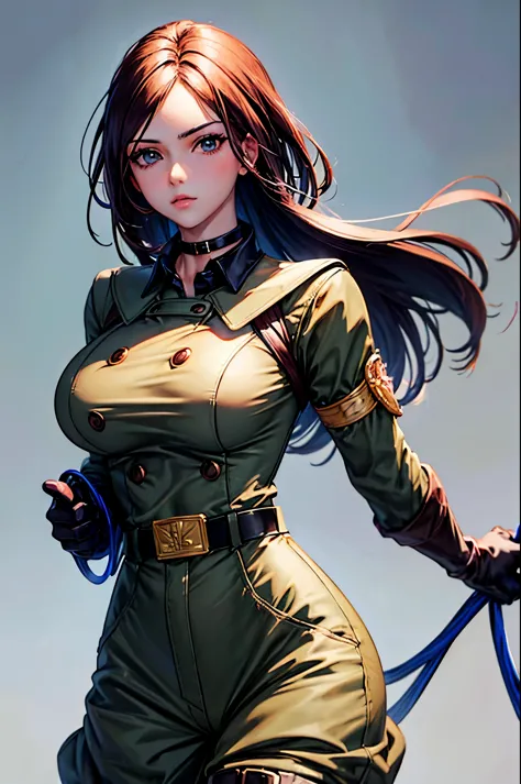 gloves uniform military military uniform belt choker pants whip beauty beautiful girl perfect face huge breasts