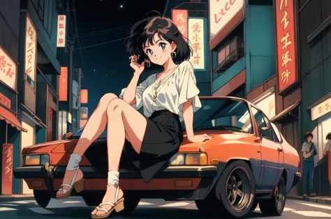 1 retro anime pretty girl, anime atmosphere of the 80s, 80s anime style, retro anime girls, 1980's anime style, retro anime imag...