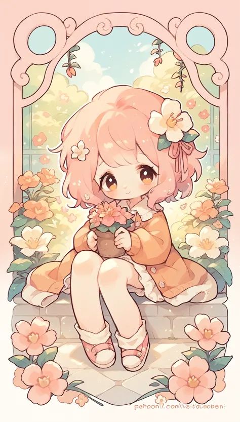 cozy,orange pink,flower garden