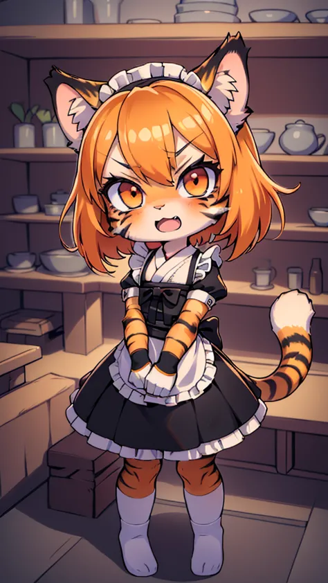 (masterpiece, high quality, best quality, 8k, high resolution), ((chibii style, chibi cute)), ((solo, 1 kid girl)), {tiger girl,...