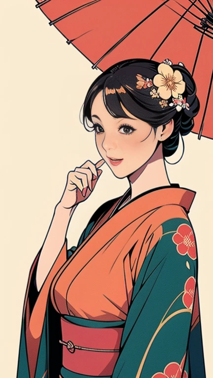 1，Japanese hairstyle，Photorealism，detailed，masterpiece，mature，((full))， (Broad shoulders), ((Huge))，（Beautiful long-sleeved kimono，Kimono，smile，masterpiece，high qualityのAn illustration,, An illustration：Zoe Mozart, pin up art byZoe Mozert, ヴィンテージpin up, ゾーイ・モザートによるAn illustration, girl pin up, pin up girl, pin upポスターガール, pin upガール, pin up, pin upガール,30 years old、high quality，Are standing，High Resolution 4K Information,Kyoto,Cherry tree,