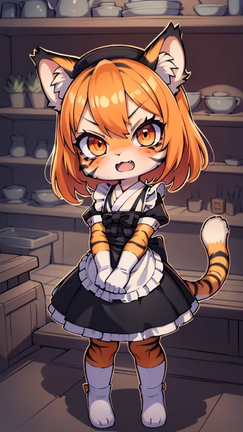 (masterpiece, high quality, best quality, 8k, high resolution), ((chibii style, chibi cute)), ((solo, 1 kid girl)), {tiger girl,...