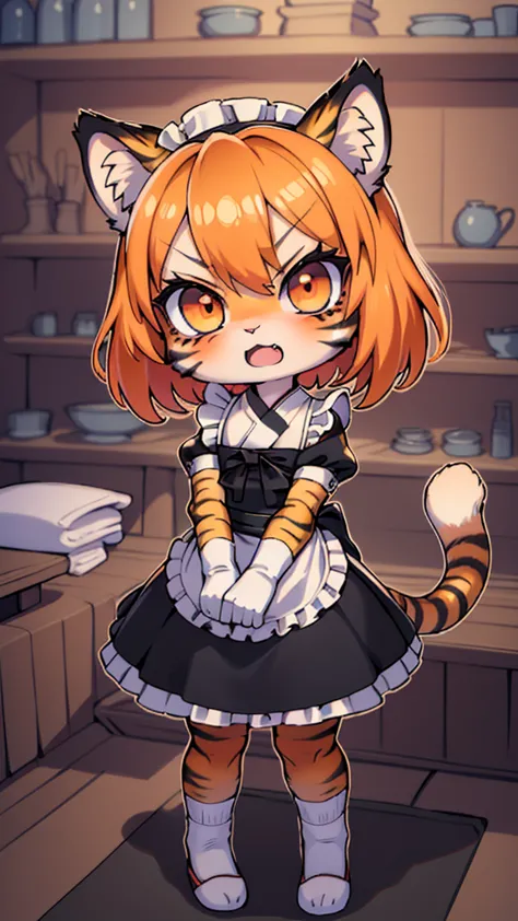 (masterpiece, high quality, best quality, 8k, high resolution), ((chibii style, chibi cute)), ((solo, 1 kid girl)), {tiger girl,...