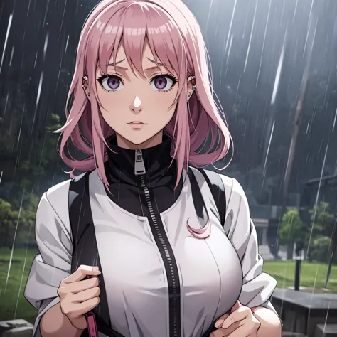 woman (naruarrive), 1 girl, alone of, breast, of_eye, upper_body, watching_arrive_this_side, cosmetic, zipper, rain, paper, nose...