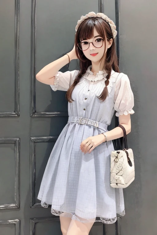 Highest quality、masterpiece、High sensitivity、High resolution、Detailed Description、Slender women、Glasses、Girly Fashion、