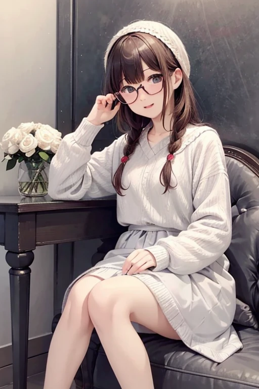 Highest quality、masterpiece、High sensitivity、High resolution、Detailed Description、Slender women、Glasses、Girly Fashion、