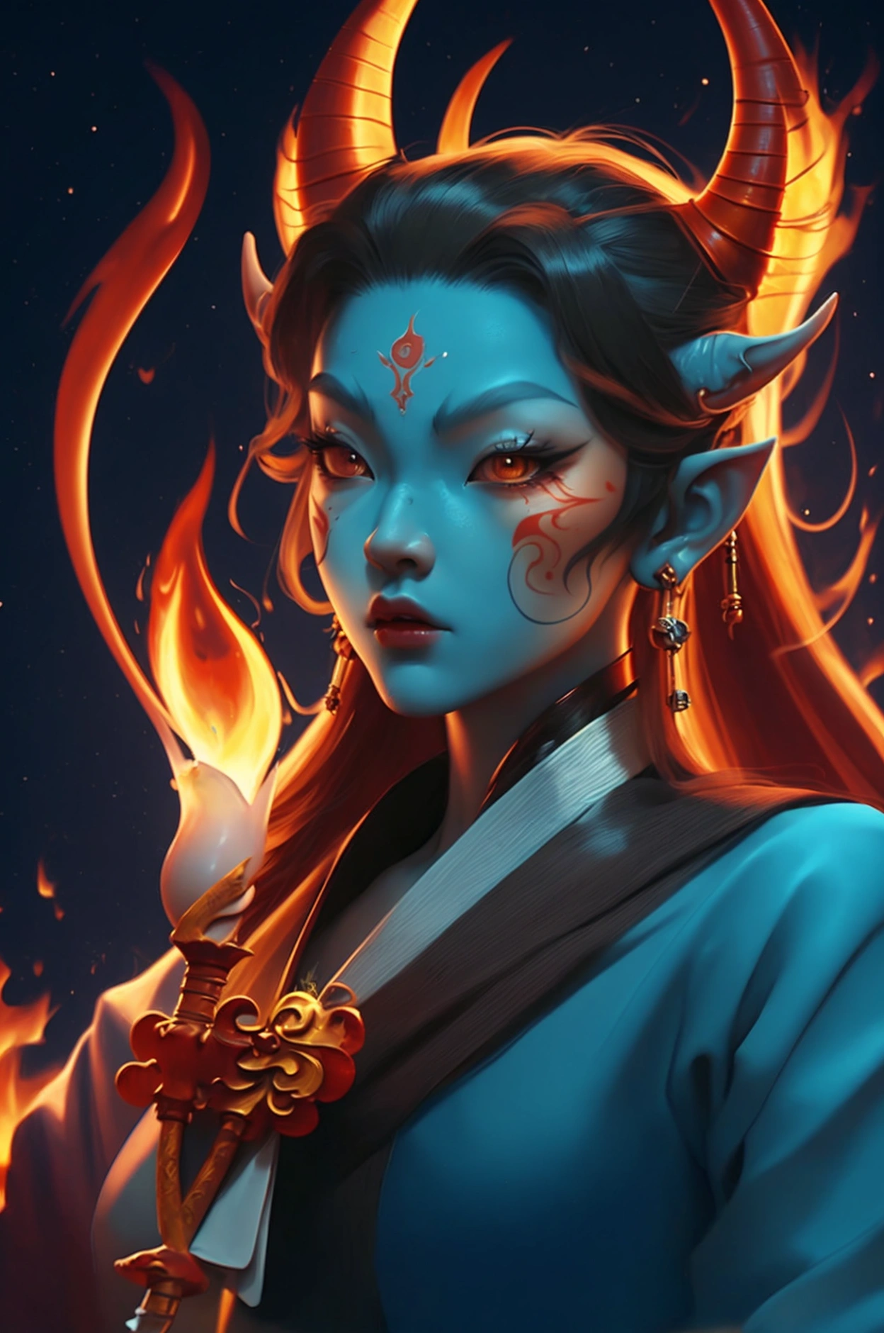 Cartoon character sketch with fire and flames., sun wukong, Thiti Luatthong, &#39;Rayo and the Last Dragon&#39; etc., Thawan Duchanee, Great digital art illustration, Demons from Chinese legends, 3D Character Art, Beautiful profile picture, Ang Thong, avatar Ang Thong