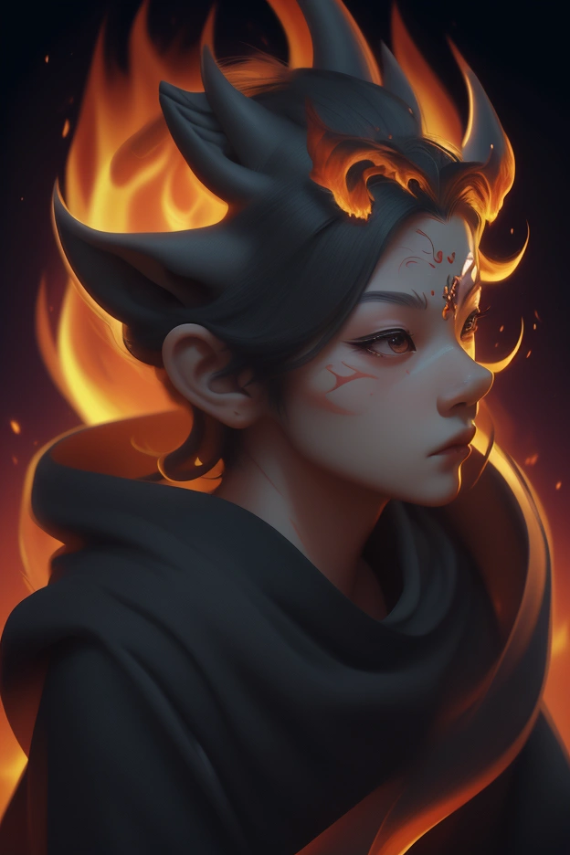 Cartoon character sketch with fire and flames., sun wukong, Thiti Luatthong, &#39;Rayo and the Last Dragon&#39; etc., Thawan Duchanee, Great digital art illustration, Demons from Chinese legends, 3D Character Art, Beautiful profile picture, Ang Thong, avatar Ang Thong