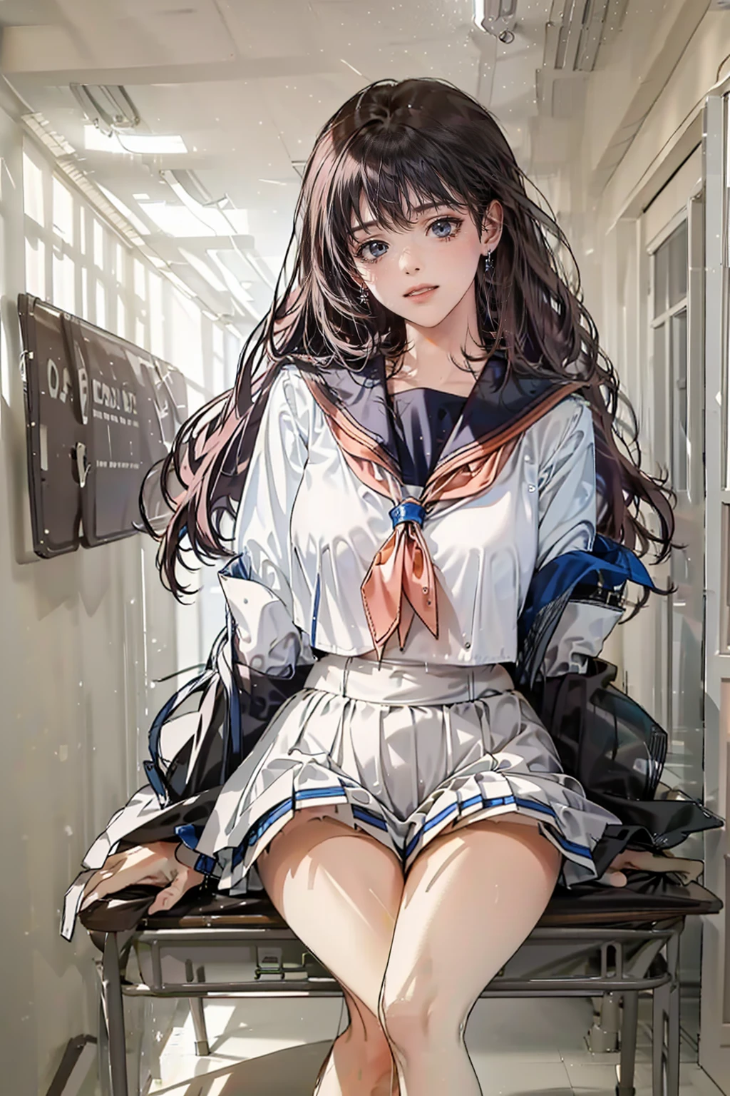 ,High school、School classroom,Description of the classroom,机の上にSitting、Sit at a desk(whole body, legs and 靴 visible: 1.2),masterpiece, Highest quality, Ultra-high resolution,Sailor suitを着用、long hair、Black Hair、Very beautiful、Very large breasts、Big Breasts、Very sexy、Sexy pose、whole body図、Mouth open、Shocking pink lipstick、,(Ideal body proportions:1.5),(Very beautifully detailed large eyes:1.5), (Embarrassing,blush:1.7),Beautiful detailed hair , Beautifully detailed face, Perfect feminine face, , (Dressed,Sailor suit:1.6),(Open your mouth:1.6),art,(Sexy pose:1.5),,(Sitting,Spread your legs:1.6),(heavy breatheing,breathe,fog:1.7),光沢のあるSailor suit､The whole body is covered in oil and has a glossy look.,
光沢のあるSailor suit､The whole body is covered in oil and has a glossy look.,
