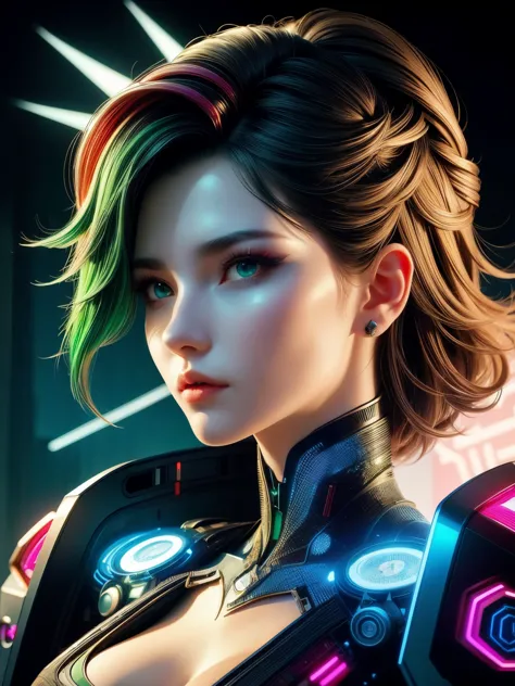 (high quality), (masterpiece), (detailed), 8k, hyper-realistic portrait of (korean woman1.2) wearing (futuristic fantasy attire1...