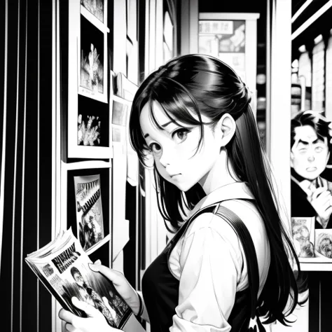 black and white、comics、comics、