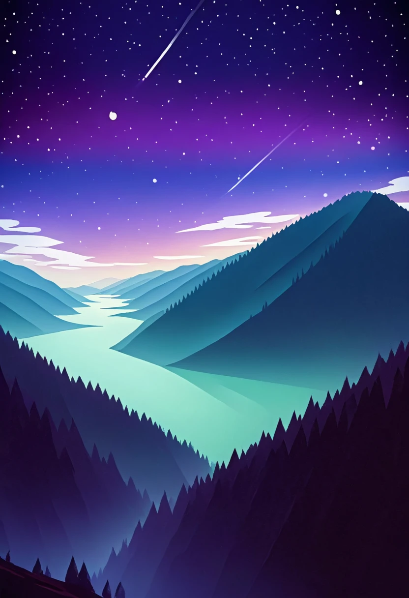 serene night on a mountain