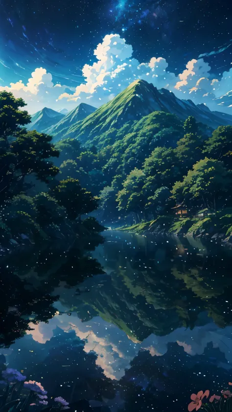 generate a 4k resolution (400x900) image in the enchanting studio ghibli anime style, portraying a quintessential world of sky t...