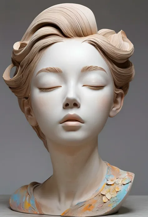 3d sculpture，clay statues，rough surface，grace，artistic beauty，artistic creativity：1.37