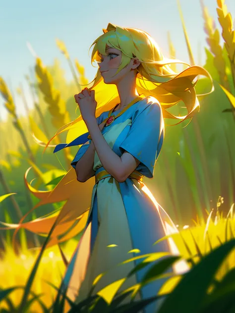 semyon's pov, slavya-chan from endless summer, holds his hand, leading him through green fields into endless summer. she is swee...