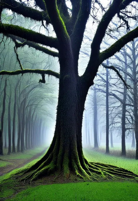 foret, pluie forte, réalisme. arbre, végétation,