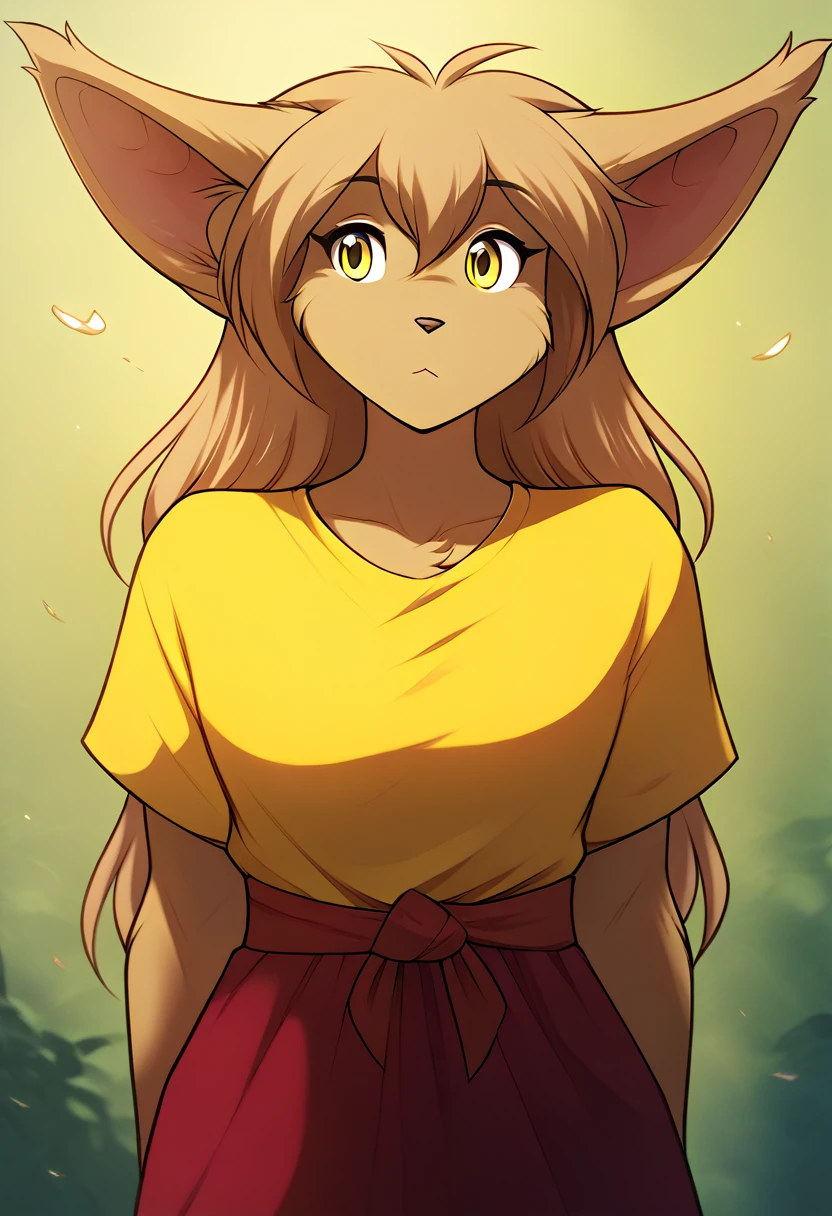 score_9, score_8_up, score_7_up, score_6_up, score_5_up, score_4_up, rating_safe, source_furry, a female anthro fluffy, 1girl, solo, female, furry, anthro, fluffy tail, tkmadelyn, basitin, yellow eyes, anthro