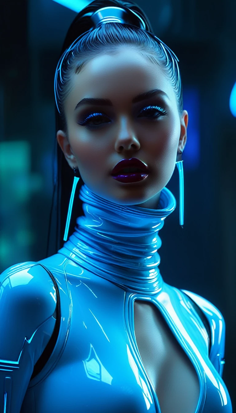 doveCam1 in cyber neon lighting, futurism, intricate futuristic jewelry accessories, cyberpunk glossy neon blue latex turtleneck, hyper photorealistic, crispy quality, digital photography, trending in artstation, trending in pinterest, cinematic, 4 k ultra hd, art by pascal blanche, art by greg rutkowski